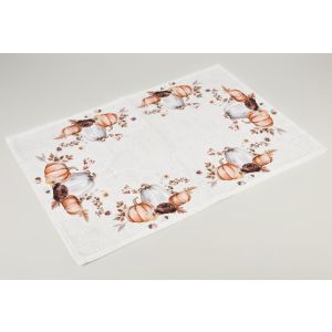 Kuchyňský ubrus CYH5960C, dýně, bílo-oranžová, 40x90cm (obdélník) 