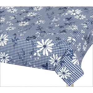 Kuchyňský ubrus DITA 410, MODRÁ KOSTIČKA S KVĚTEM, 120x140cm (obdélník) 