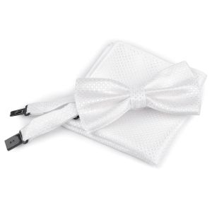 Motýlek pánský s kapesníčkem 870587/1 vzorovaný, bílý / kostičky