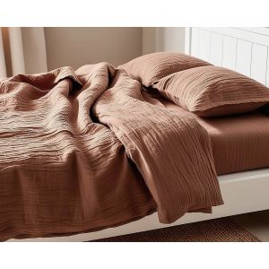 Povlečení Prem MUŠELÍN PREMIUM HNĚDÉ, jednobarevné, hnědé, mušelín, 140x200cm + 70x90cm