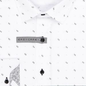 Pánská košile AMJ bavlněná, bílá vzorovaná, VDBR1299, dlouhý rukáv (regular + slim-fit)