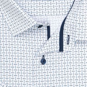 Pánská košile AMJ bavlněná, bílá, modré čárky, VKBR1442, krátký rukáv, (regular + slim fit)