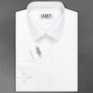 Pánská košile AMJ, bílá JDSA018SKL, dlouhý rukáv, slim fit