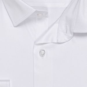 Luxusní pánská košile bavlněná se saténovou úpravou Lui Bentini PLATINUM, bílá jednobarevná LDB239, dlouhý rukáv, (regular + slim fit)