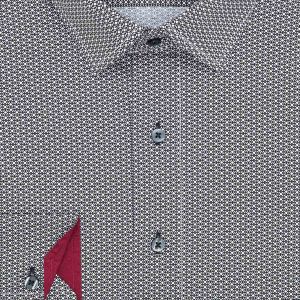 Pánská košile Lui Bentini, černo-bílá vzorovaná LDS232, dlouhý rukáv, slim fit