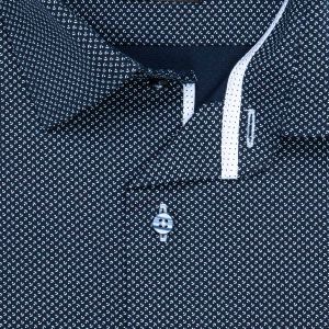 Pánská košile Lui Bentini, tmavě modrá s bílými vlnkami s tečkami LDS243, dlouhý rukáv, slim fit