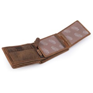 Pánská kožená myslivecká peněženka s RFID ochranou, 870349/17, hnědá - jelen, matná, 9,5 x 15 x 3,5 cm