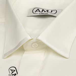 Pánská luxusní košile AMJ smetanová JDA016SAT, dlouhý rukáv, zdobený límec