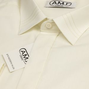 Pánská luxusní košile AMJ smetanová JDA016SKL, dlouhý rukáv, zdobený límec