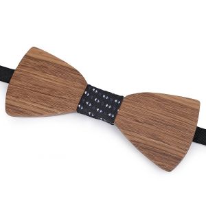 Dřevěný motýlek pánský 770144/7, přírodní, hnědý / tmavě modrá