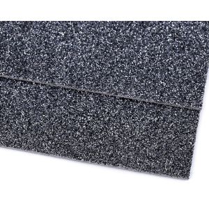 Pěnová guma Moosgummi 20x30cm, 750861 jednobarevná 10 šedá tmavá, tloušťka 1,9mm, s glitry
