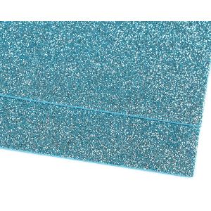 Pěnová guma Moosgummi 20x30cm, 750861 jednobarevná 9 modrá ledová, tloušťka 1,9mm, s glitry