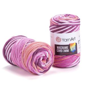 Pletací / háčkovací příze YarnArt  MACRAME CORD VR 3mm 911 růžovo-lososová, melírovaná 250g/85m