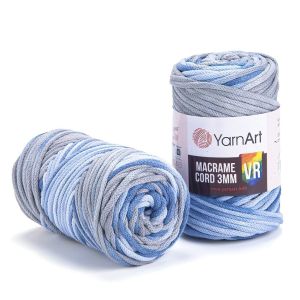 Pletací / háčkovací příze YarnArt  MACRAME CORD VR 3mm 916 modro-šedá, melírovaná 250g/85m