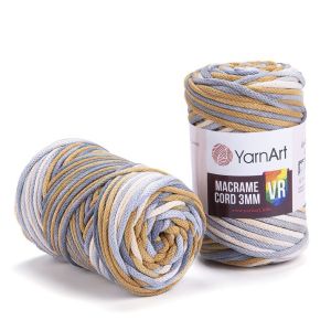 Pletací / háčkovací příze YarnArt  MACRAME CORD VR 3mm 918 hořčicovo-šedá, melírovaná 250g/85m