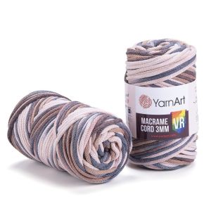 Pletací / háčkovací příze YarnArt  MACRAME CORD VR 3mm 928 béžovo-hnědá, melírovaná 250g/85m
