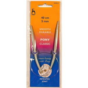 Pletací jehlice PONY, hliníkové, kruhové, 1 kus, délka 40cm, velikost 5mm
