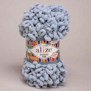 Pletací příze Alize PUFFY FINE 500 šedomodrá, efektní, 100g/14m