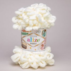 Pletací příze Alize PUFFY 62 smetanová, efektní, 100g/9,2m