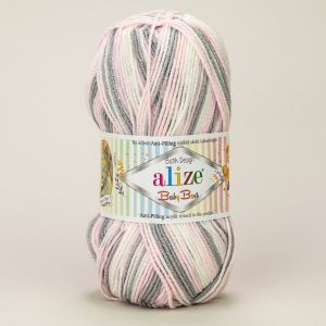Pletací příze Alize BABY BEST BATIK 6664 šedo-růžová, melírovaná, antipillingová, 100g/240m