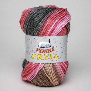 Pletací příze Vlnika  PRYIA 103 hnědo-růžová, melírovaná, 100g/245m