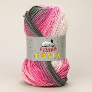 Pletací příze Vlnika  PRYIA 114 růžovo-šedá, melírovaná, 100g/245m