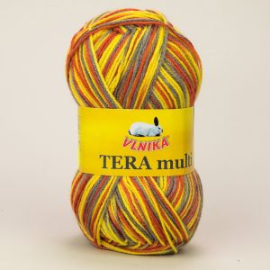 Pletací příze Vlnika TERA MULTI 824 žluto-šedá, melírovaná, 100g/300m