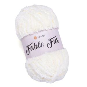 Pletací příze YarnArt FABLE FUR 966 smetanová, efektní, 100g/100m