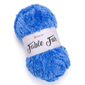 Pletací příze YarnArt FABLE FUR 974 modrá, efektní, 100g/100m