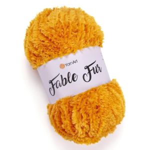 Pletací příze YarnArt FABLE FUR 985 tmavě žlutá, efektní, 100g/100m
