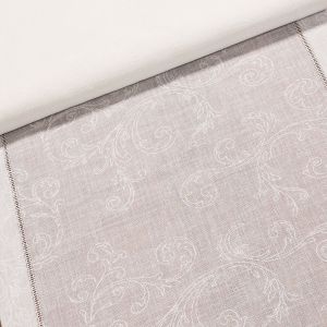 Polyesterové plátno  / štola na metráž 67700 smetanová s výšivkou, š. 45cm (látka v metráži)