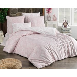 Povlečení ALMINA PUDROVÉ, květiny, bavlna hladká, 140x200cm + 70x90cm 