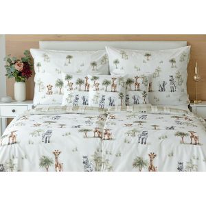Dětské povlečení Matějovský HAPPY, safari zvířátka na bílé, bavlna hladká, 140x200cm + 70x90cm
