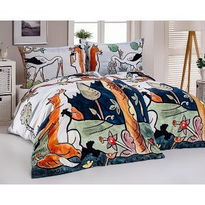 Povlečení Matějovský JOSEF LADA BAJKY, zeleno-bílé, bavlna hladká digitál, 140x200cm + 70x90cm