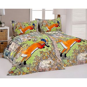 Povlečení Matějovský JOSEF LADA BUDULÍNEK, zelené, bavlna hladká digitál, 140x200cm + 70x90cm