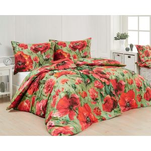 Povlečení Matějovský ALICE, červené vlčí máky na zelené, bavlna hladká digitál (více rozměrů)