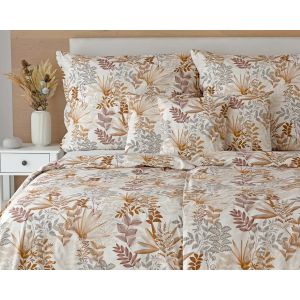 Povlečení Matějovský CLEMENTINE, béžové a hnědé listy, bavlna hladká, 140x200cm + 70x90cm