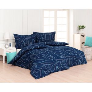 Povlečení Matějovský EZIO BLUE, vlnky a proužky, modré, 140x200cm + 70x90cm, (více materiálů)