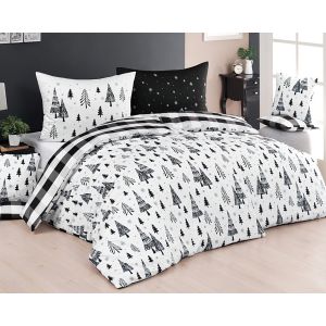 Povlečení Matějovský HOLY, zimní vzor a kostka, bílo-šedá, bavlna hladká (více rozměrů, materiálu)