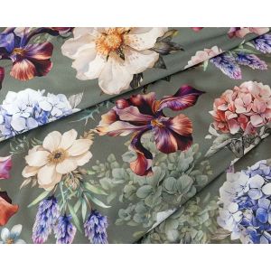 Povlečení Matějovský JACQUELINE, květinový vzor, tmavě zelené, bavlna hladká digitál, (více rozměrů)