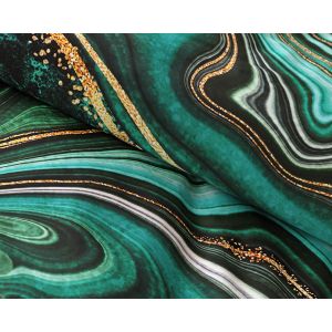 Povlečení Matějovský METHEORA, abstraktní motiv, zelené, bavlněný satén, digitál, 140x200cm + 70x90cm