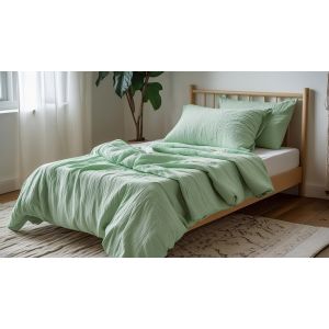 Povlečení Prem MUŠELÍN PREMIUM MÁTOVÉ ZELENÉ, jednobarevné, zelené, mušelín, 140x200cm + 70x90cm