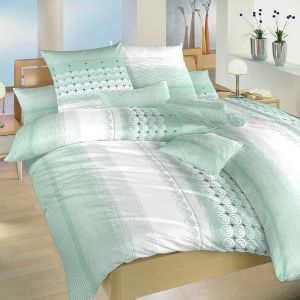 Povlečení SAHARA MENTOL, pruhy a kroužky, krep, 140x200cm + 70x90cm