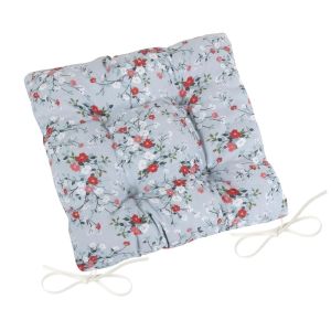 Prošívaný sedák DITA 41/402, KVÍTÍ NA ŠEDÉ, čtverec 40x40cm