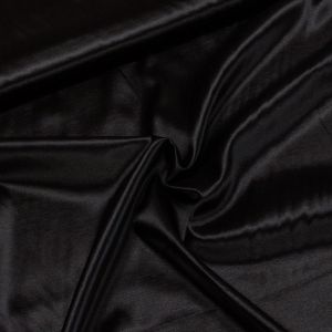 Satén elastický SP 409/20, jednobarevná černá, š.150cm (látka v metráži)