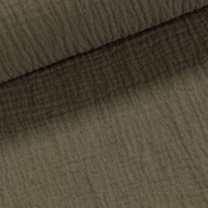 Šatovka / fáčovina, mušelín DT-24021, jednobarevná khaki, š.140cm (látka v metráži)