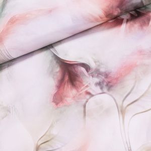 Šatovka / polyesterové hedvábí 2747 květinový vzor, růžovo-béžová, š.140cm (látka v metráži)