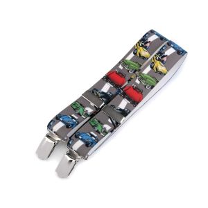 Šle dětské, délka 60cm, šíře 2,5cm, tvar Y, AUTA šedé, 650256/27