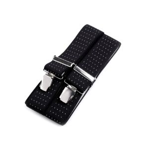 Šle pánské, délka 125cm, šíře 3,5cm, tvar X, černé s bílými puntíky, 650253/37