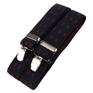 Šle pánské, délka 125cm, šíře 3,5cm, tvar X, tmavě modré s obdélníčky, 650253/41